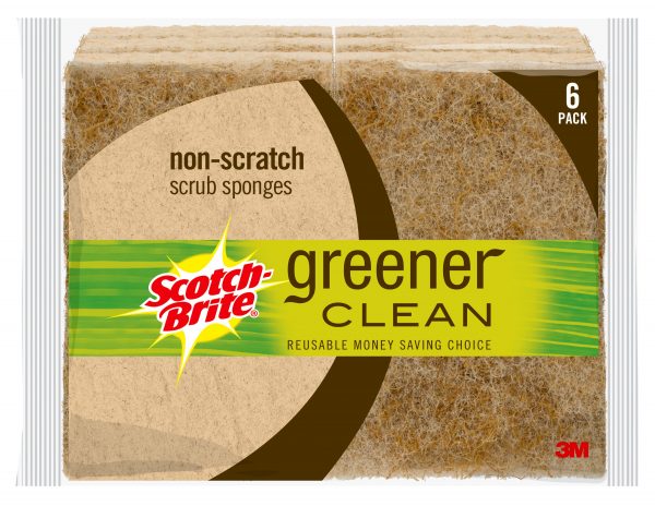 Scotch-Brite® Greener Clean Non Scratch Scrub Sponges 97036, 4.5 in x 2.7 in (11.4 cm x 6.8 cm)