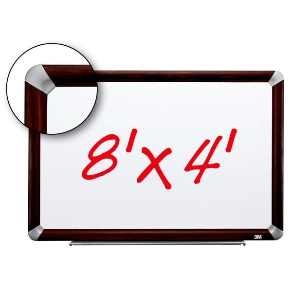 3M™ Melamine Dry Erase Board M9648FMY, 96 in x 48 in x 1 in (243.8 cm x 121.9 cm x 2.5 cm) Mahogany Finish Frame (DISCONTINUED)